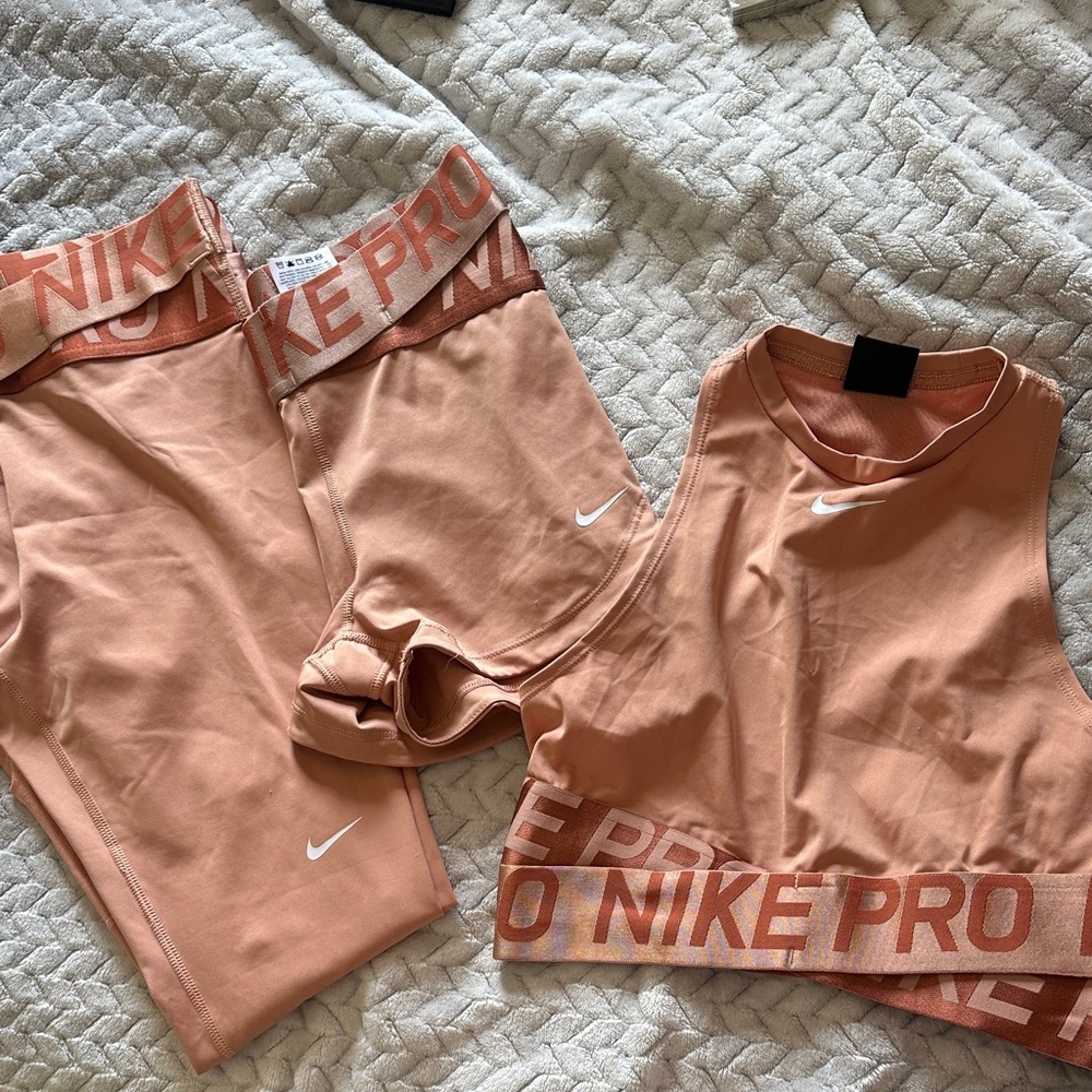 3 Piece Nike Coral High-Neck Logo Crop Tank, Pants and Shorts - Picture 9 of 9